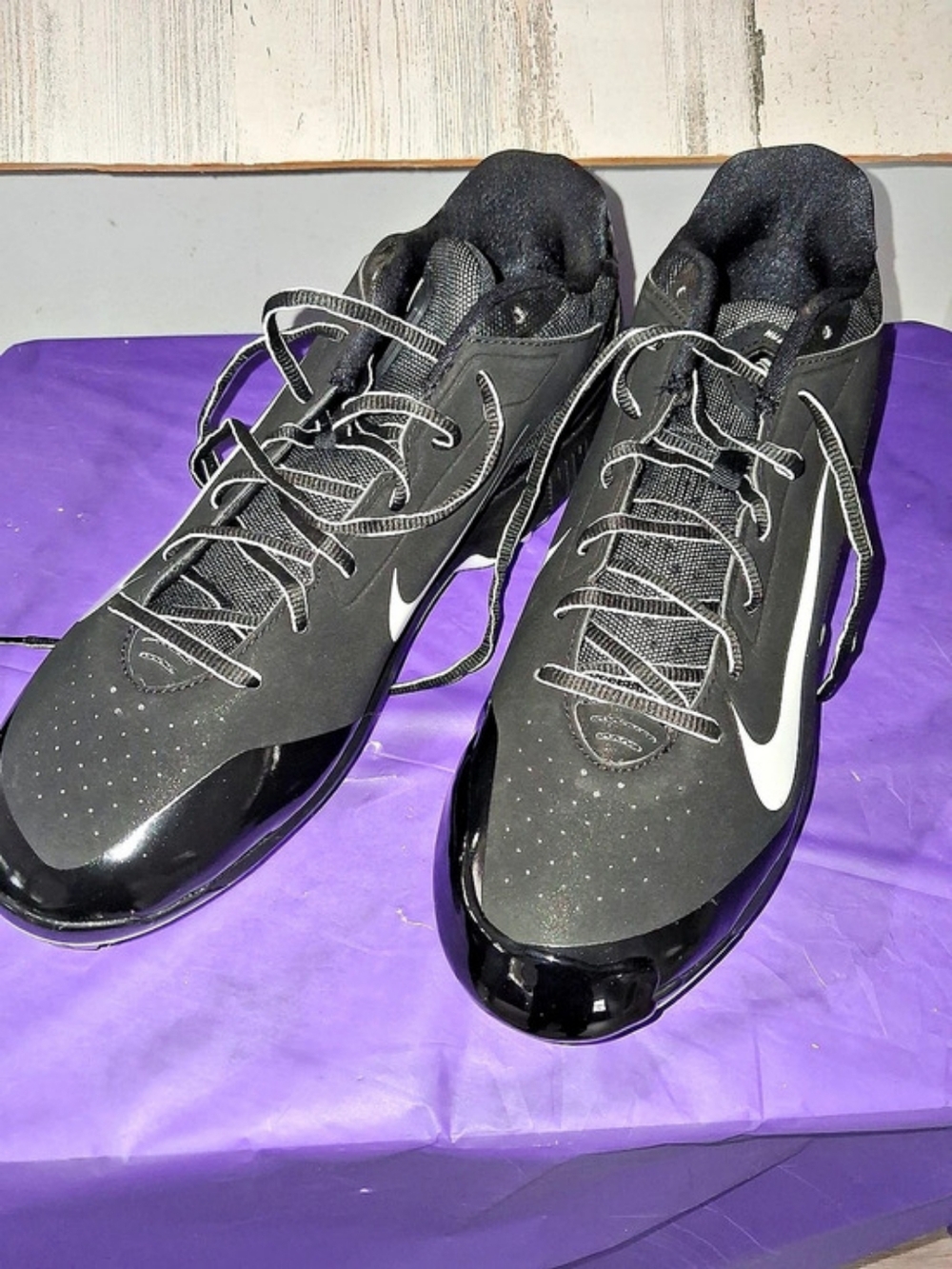 Nike Air Huarache 2KFilth Pro Mid Baseball Cleats Black & White US 12